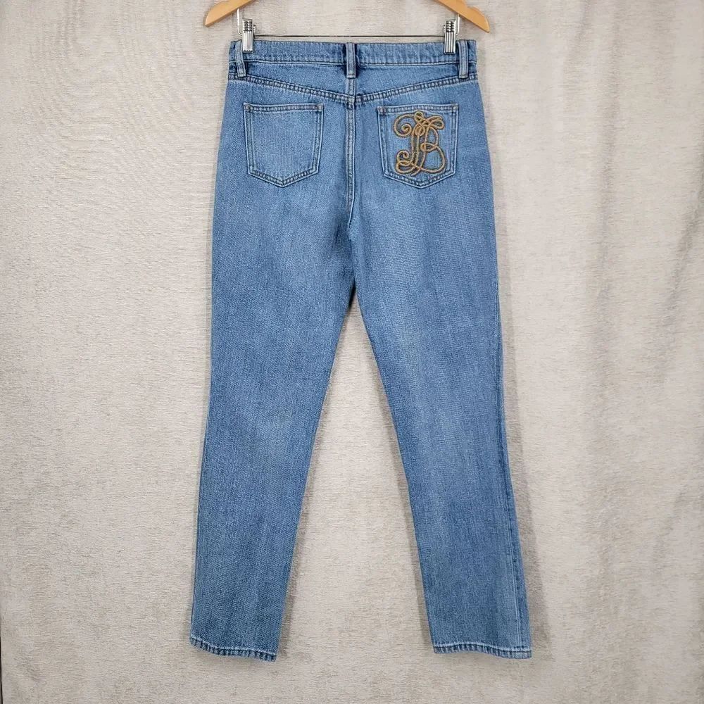 Tory Burch Darling Straight Leg Classic Denim Blue Jeans Light Wash Button Fly